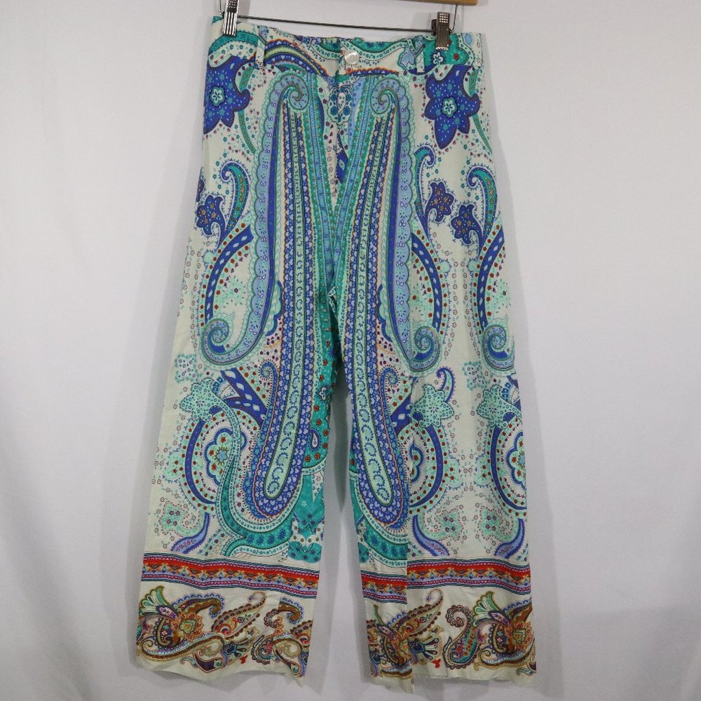 Zara Blue and Green Wide Leg Jumpsuit